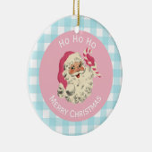 Light Skin Pink und Blue Santa Keramik Ornament (Rechts)