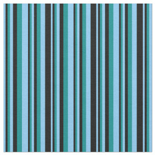 Light Sky Blue, Black & Dark Cyan Muster Stoff