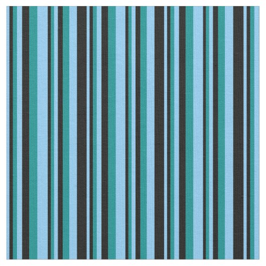 Light Sky Blue, Black & Dark Cyan Muster Stoff (Nahaufnahme)