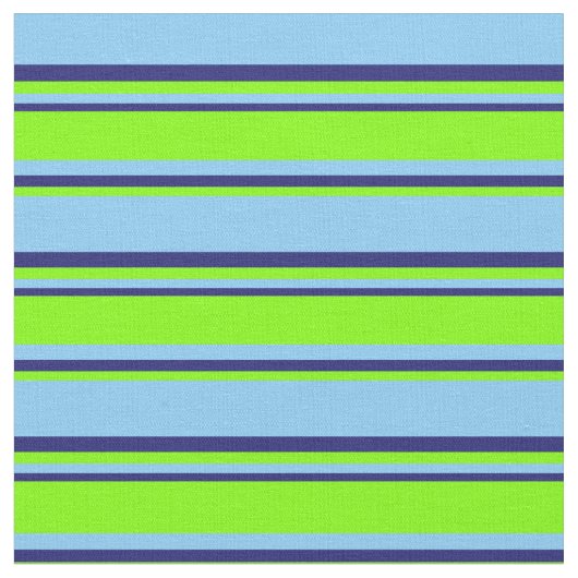 Light Sky Blue, Chartreuse & Midnight Blue Lines Stoff (Nahaufnahme)