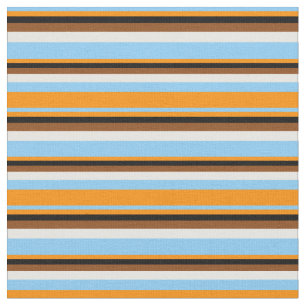 Light Sky Blue, Dark Orange, Black, Brown und Whit Stoff