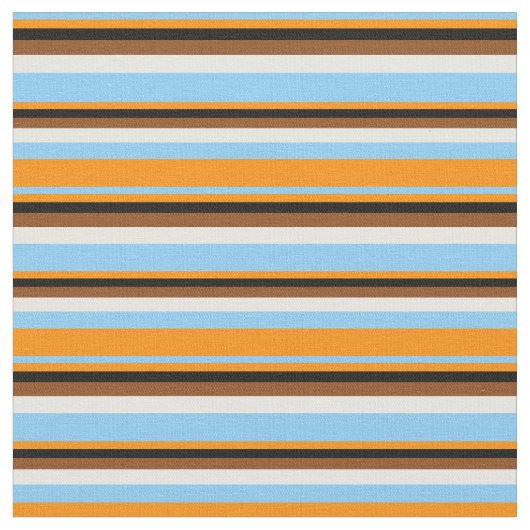 Light Sky Blue, Dark Orange, Black, Brown & White Stoff (Nahaufnahme)