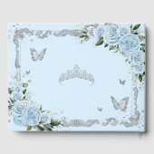 Light Sky Blue Floral Princess Gown 15 Quinceañera Gästebuch (Rückseite)