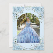 Light Sky Blue Floral Sweet 16 Quinceañera Foto Save The Date (Rückseite)