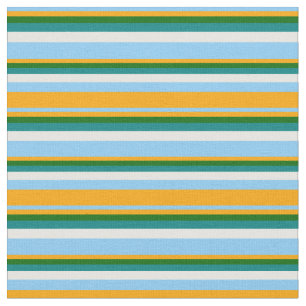 Light Sky Blue, Orange, Dark Green, Aquamarin & Wh Stoff