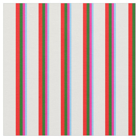 Light Sky Blue, Pink, Dark Green, Red & Mint Creme Stoff (Nahaufnahme)