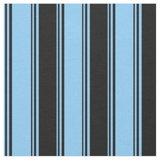 Light Sky Blue und Black Cfarbene Streifen Stoff (Nahaufnahme)