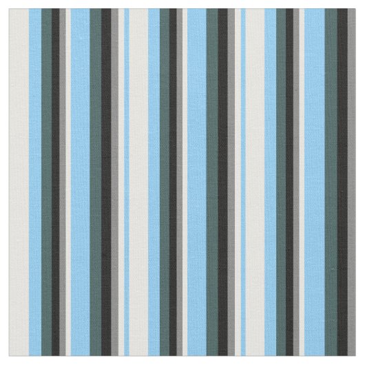 Light Sky Blue, White, Grau, Black & Slate Grau Stoff (Nahaufnahme)