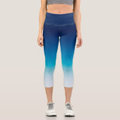 Light Sky und Dark Ocean Blue Ombre Capri Leggings (Vorderseite)