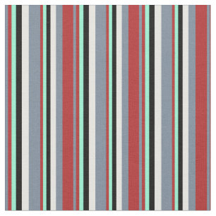 Light Slate Grau, Rot, Aquamarine, Schwarz & Weiß Stoff