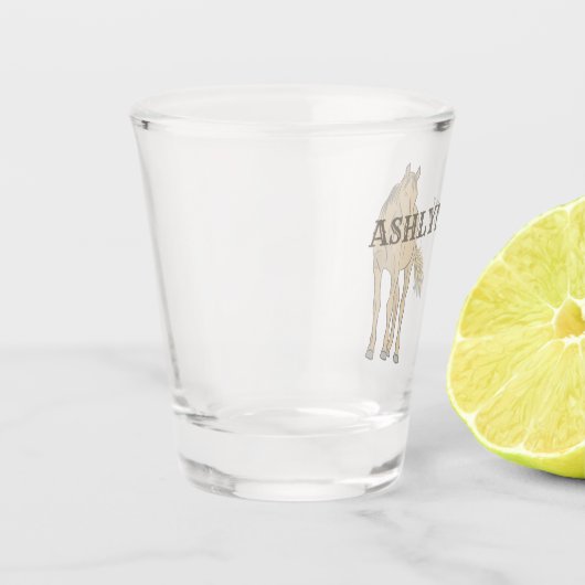 Light Sorrel Brown Pferde Realistische Illustratio Schnapsglas (Links)