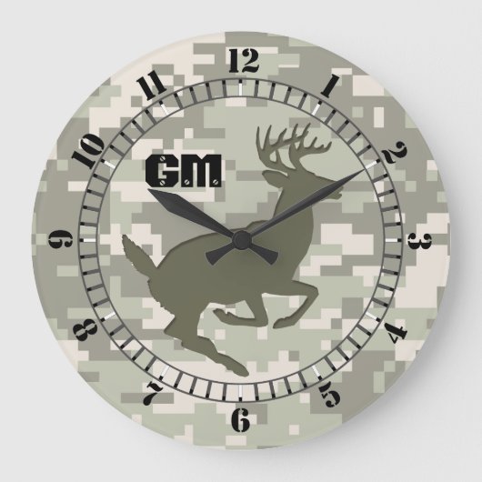 Light Storm Digital Camouflage Deh Camouflage Mono Große Wanduhr (Vorderseite)