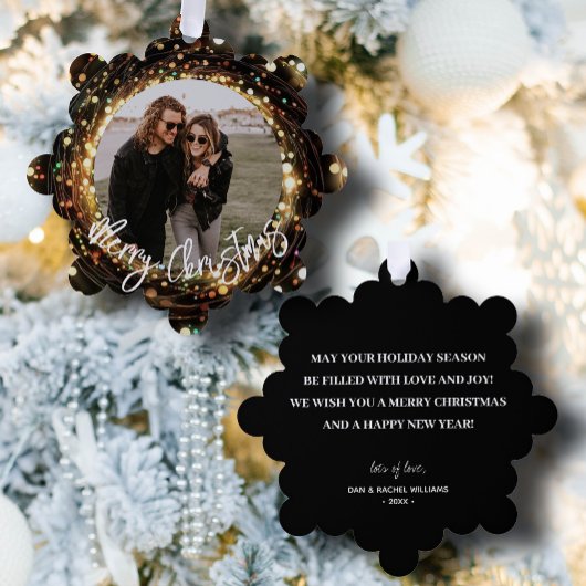 Light Strands Frohe Weihnachten Foto Ornament Karte