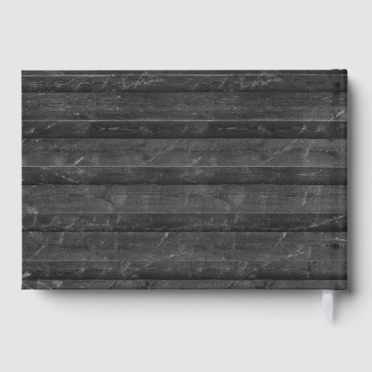 Light String On Dark Gray Wood Wedding Gästebuch (Rückseite)