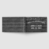Light String On Gray Dark Wood Wedding Guest Book Gästebuch (Voll)