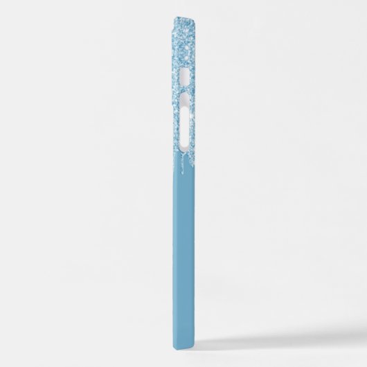 Light Summer Sky Blue Glitzer Art Pattern iPhone Hülle (Linke Seite)
