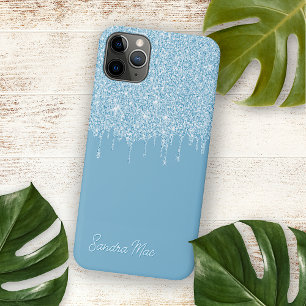 Light Summer Sky Blue Glitzer Art Pattern iPhone 12 Hülle