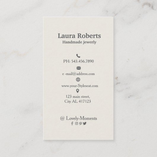 Light Tan Add Your Logo Overed Display Visitenkarte (Rückseite)