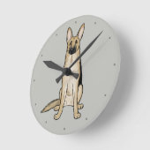 Light Tan German Shepherd Dog | Niedliche Hauskuns Runde Wanduhr (Winkel)