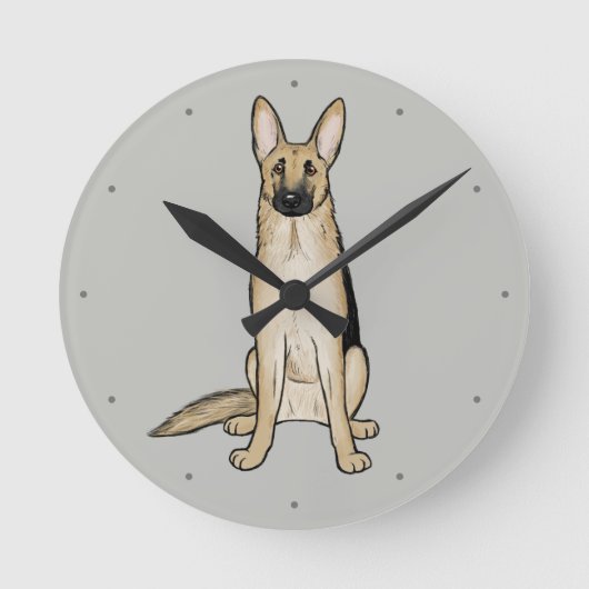 Light Tan German Shepherd Dog | Niedliche Hauskuns Runde Wanduhr (Vorderseite)