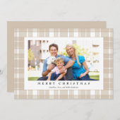 Light Tan Kariertes Foto Weihnachten (Vorne/Hinten)