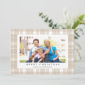 Light Tan Kariertes Foto Weihnachten (Stehend Vorderseite)