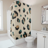 Light Tan Leopard Print und Aquamarin Duschvorhang (Beispiel)