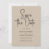 Light Tan Linen Einfache schwarze Schrift Save the Einladung (Vorderseite)