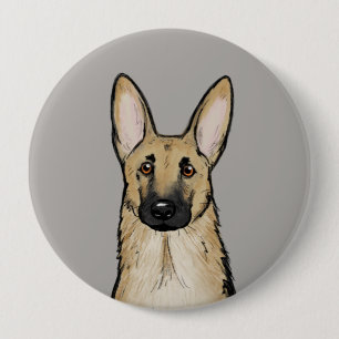 Light Tan und Black German Shepherd Dog   Pet Art Button