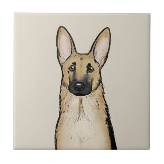 Light Tan und Black German Shepherd Dog | Pet Art Fliese (Vorderseite)