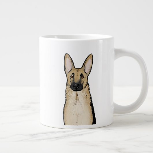 Light Tan und Black German Shepherd Dog | Pet Art Jumbo-Tasse (Rechts)