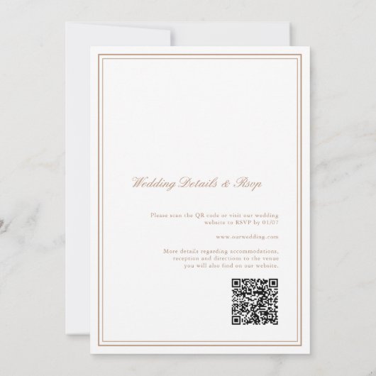 Light Taupe Elegante Calligraphy Wedding QR Code Einladung (Rückseite)