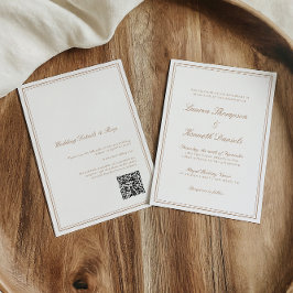 Light Taupe Elegante Calligraphy Wedding QR Code Einladung