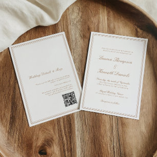 Light Taupe Elegante Calligraphy Wedding QR Code Einladung