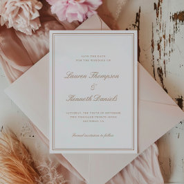 Light Taupe Elegante Script Save the Date Einladung