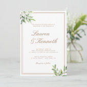 Light Taupe Eucalyptus Wedding QR Code Einladung (Stehend Vorderseite)
