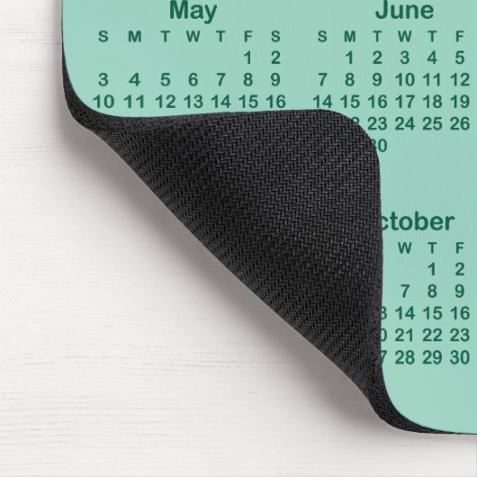 Light Teal and Hunter Green 2026 Calendar Mousepad (Ecke)