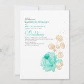 Light Teal & beige Summer Beach Wedding Einladung (Vorderseite)