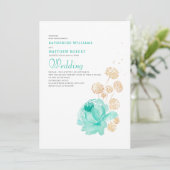 Light Teal & beige Summer Beach Wedding Einladung (Stehend Vorderseite)