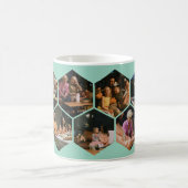 Light Teal Geometric Hexagon Photo Collage  Kaffeetasse (Mittel)
