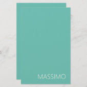 Light Teal Trendy Modern Minimalist Chic Name Briefpapier (Vorne/Hinten)