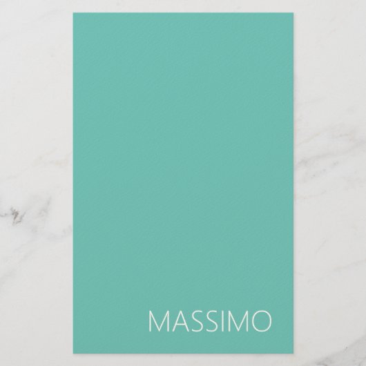 Light Teal Trendy Modern Minimalist Chic Name Briefpapier (Vorderseite)