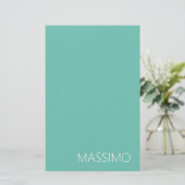 Light Teal Trendy Modern Minimalist Chic Name Briefpapier (Stehend Vorderseite)