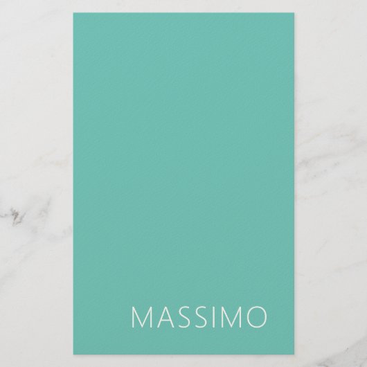 Light Teal Trendy Modern Minimalist Chic Name Briefpapier (Vorderseite)