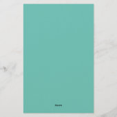 Light Teal Trendy Modern Minimalist Chic Name Briefpapier (Rückseite)