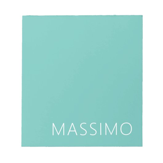 Light Teal Trendy Modern Minimalist Chic Name Notizblock (Vorderseite)