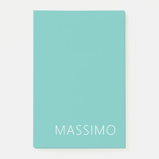 Light Teal Trendy Modern Minimalist Chic Name Post-it Klebezettel (Vorderseite)