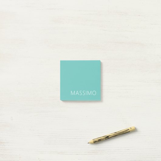 Light Teal Trendy Modern Minimalist Chic Name Post-it Klebezettel (Auf Schreibtisch)