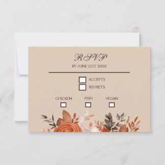 Light Terracotta and Burnt Orange Wedding RSVP Karte