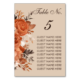 Light Terracotta and Burnt Orange Wedding Tischnummer